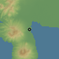 Shaded relief of the 59 km around Abucay, drawn from the GMTED2010 grid