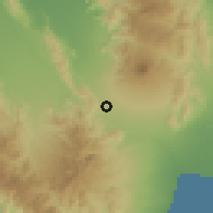 Shaded relief of the 60 km around Basag, drawn from the GMTED2010 grid