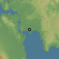 Shaded relief of the 60 km around Basey, drawn from the GMTED2010 grid
