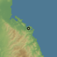 Shaded relief of the 60 km around Basiawan, drawn from the GMTED2010 grid
