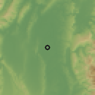 Shaded relief of the 59 km around Bauan, drawn from the GMTED2010 grid