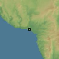 Shaded relief of the 60 km around Bayawan, drawn from the GMTED2010 grid