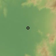 Shaded relief of the 60 km around Bialong, drawn from the GMTED2010 grid
