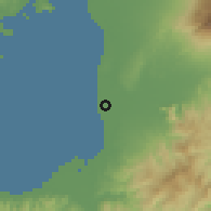Shaded relief of the 60 km around Binalbagan, drawn from the GMTED2010 grid