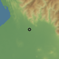 Shaded relief of the 59 km around Binalonan, drawn from the GMTED2010 grid