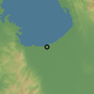 Shaded relief of the 59 km around Binmaley, drawn from the GMTED2010 grid