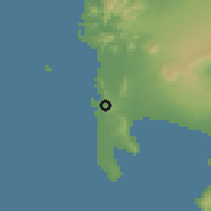 Shaded relief of the 59 km around Binubusan, drawn from the GMTED2010 grid