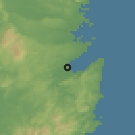 Shaded relief of the 60 km around Bislig, drawn from the GMTED2010 grid