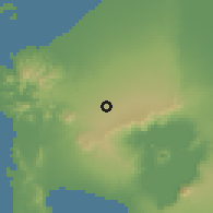 Shaded relief of the 59 km around Alfonso, drawn from the GMTED2010 grid