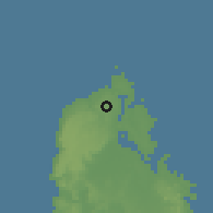 Shaded relief of the 59 km around Bolinao, drawn from the GMTED2010 grid