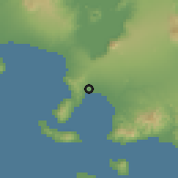 Shaded relief of the 59 km around Bolo, drawn from the GMTED2010 grid