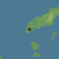 Shaded relief of the 60 km around Bongao, drawn from the GMTED2010 grid