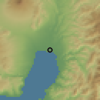 Shaded relief of the 60 km around Buayan, drawn from the GMTED2010 grid