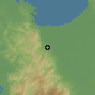 Shaded relief of the 59 km around Bugallon, drawn from the GMTED2010 grid