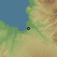 Shaded relief of the 60 km around Bugo, drawn from the GMTED2010 grid