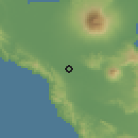 Shaded relief of the 60 km around Bula, drawn from the GMTED2010 grid