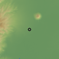 Shaded relief of the 59 km around Bulaon, drawn from the GMTED2010 grid