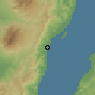 Shaded relief of the 60 km around Buluangan, drawn from the GMTED2010 grid
