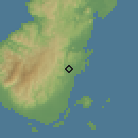 Shaded relief of the 60 km around Bunguiao, drawn from the GMTED2010 grid