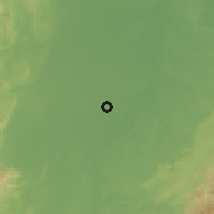 Shaded relief of the 59 km around Alicia, drawn from the GMTED2010 grid