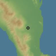 Shaded relief of the 60 km around Burauen, drawn from the GMTED2010 grid