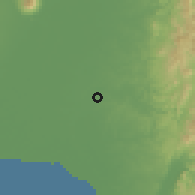 Shaded relief of the 59 km around Bustos, drawn from the GMTED2010 grid