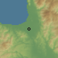 Shaded relief of the 60 km around Butuan, drawn from the GMTED2010 grid