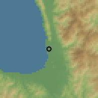 Shaded relief of the 60 km around Cabadbaran, drawn from the GMTED2010 grid