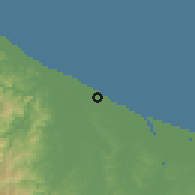 Shaded relief of the 59 km around Cabaritan, drawn from the GMTED2010 grid