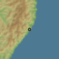 Shaded relief of the 60 km around Caburan, drawn from the GMTED2010 grid