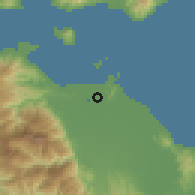 Shaded relief of the 60 km around Calapan, drawn from the GMTED2010 grid