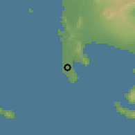 Shaded relief of the 59 km around Calatagan, drawn from the GMTED2010 grid
