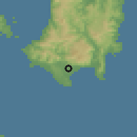 Shaded relief of the 60 km around Calatagan, drawn from the GMTED2010 grid