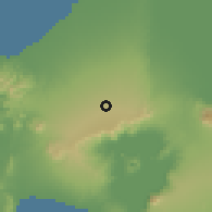 Shaded relief of the 59 km around Amadeo, drawn from the GMTED2010 grid