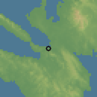 Shaded relief of the 59 km around Calauag, drawn from the GMTED2010 grid