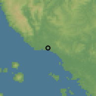 Shaded relief of the 60 km around Calbayog, drawn from the GMTED2010 grid
