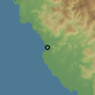 Shaded relief of the 60 km around Calintaan, drawn from the GMTED2010 grid