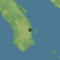 Shaded relief of the 60 km around Camflora, drawn from the GMTED2010 grid