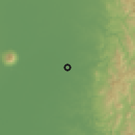 Shaded relief of the 59 km around Camias, drawn from the GMTED2010 grid
