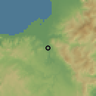 Shaded relief of the 60 km around Camingawan, drawn from the GMTED2010 grid