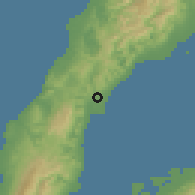 Shaded relief of the 60 km around Can-asujan, drawn from the GMTED2010 grid