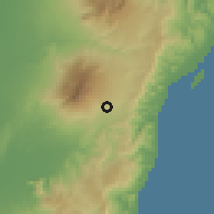 Shaded relief of the 60 km around Canlaon, drawn from the GMTED2010 grid