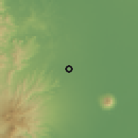 Shaded relief of the 59 km around Capas, drawn from the GMTED2010 grid