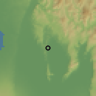 Shaded relief of the 59 km around Cardona, drawn from the GMTED2010 grid