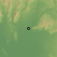 Shaded relief of the 60 km around Carmen, drawn from the GMTED2010 grid