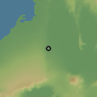 Shaded relief of the 59 km around Carmona, drawn from the GMTED2010 grid