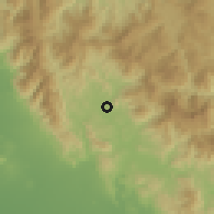 Shaded relief of the 59 km around Carranglan, drawn from the GMTED2010 grid