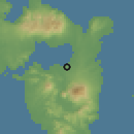 Shaded relief of the 60 km around Casiguran, drawn from the GMTED2010 grid