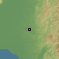 Shaded relief of the 59 km around Angat, drawn from the GMTED2010 grid