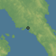 Shaded relief of the 60 km around Catanauan, drawn from the GMTED2010 grid